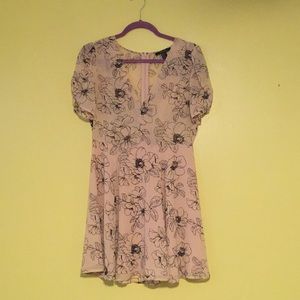 Pink Sheer Dress w/ black floral